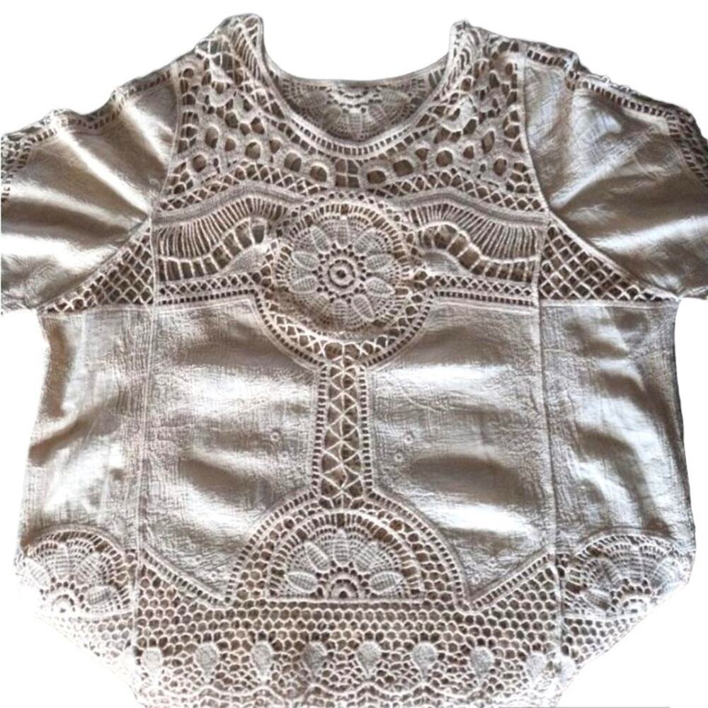 NATURAL UNIQUE CROCHET DESIGN TUNIC size Large - Picture 3 of 12